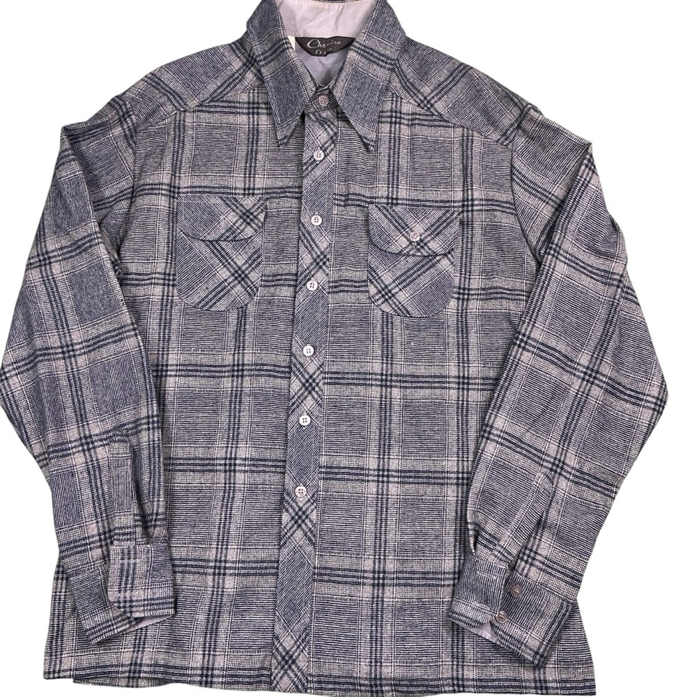 Vintage 70/80s wool plaid button front flannel men’s XL made in Korea